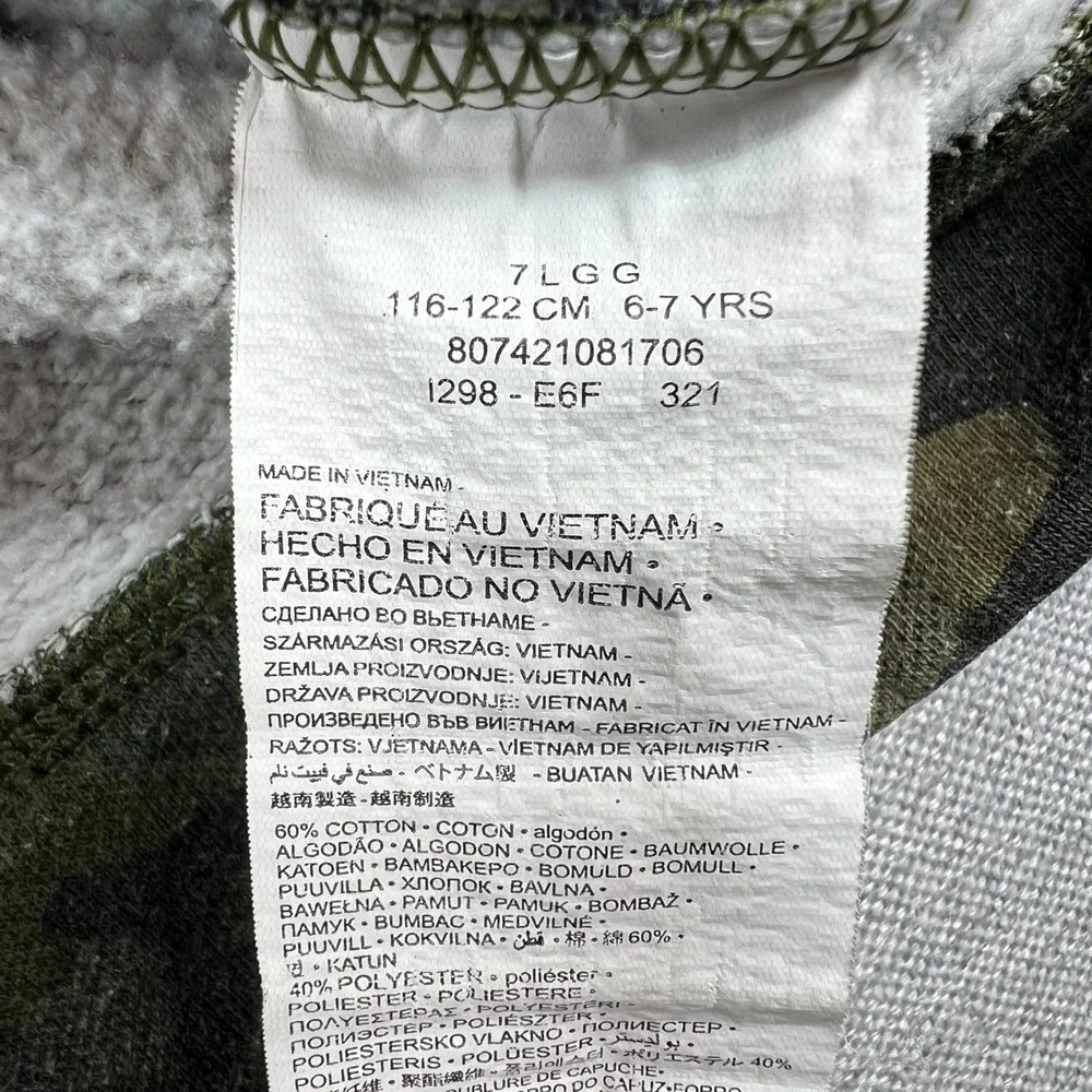 Nike Camo Green Hoodie Sweatshirt Youth Large 6-7 Y2K‎ Sporty Active Camoflage